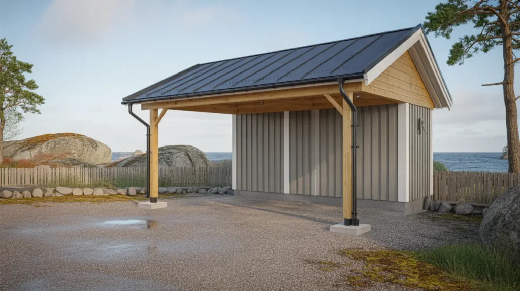 nybyggnation av carport med f rr d i grisslehamn roslagen